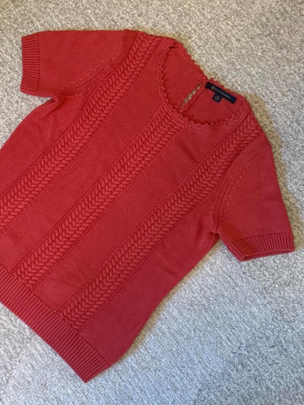 Brooks Brothers coral cable knit top